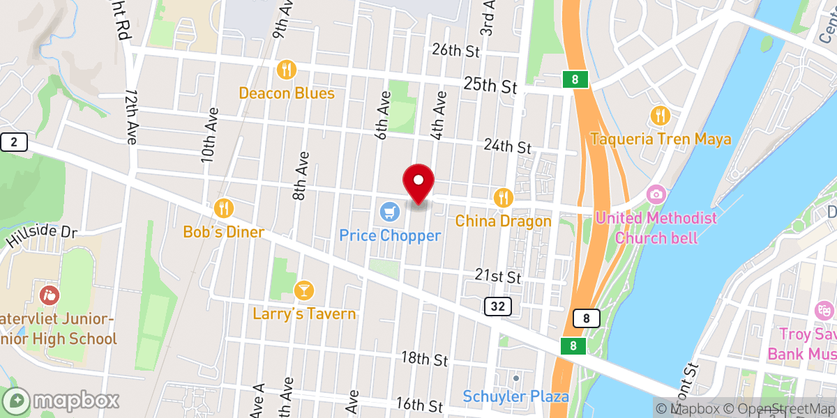Map showing location of Albany Sarang Korean Church