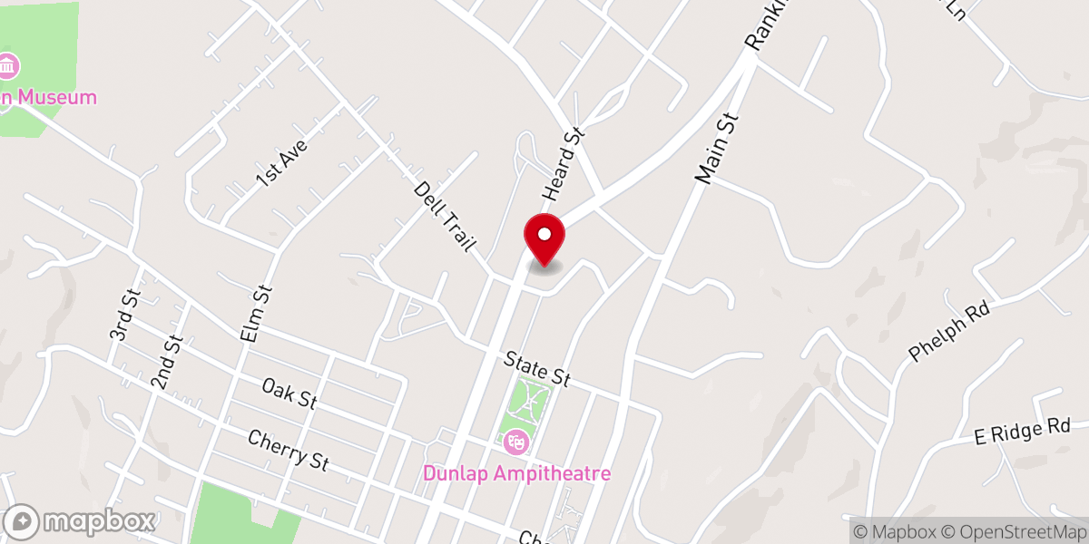 Map showing location of Dunlap Church of Christ