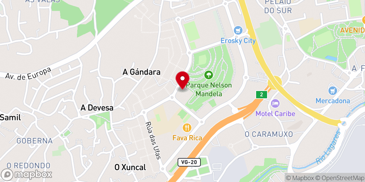 Map showing location of Centro Pastoral Juan Pablo II