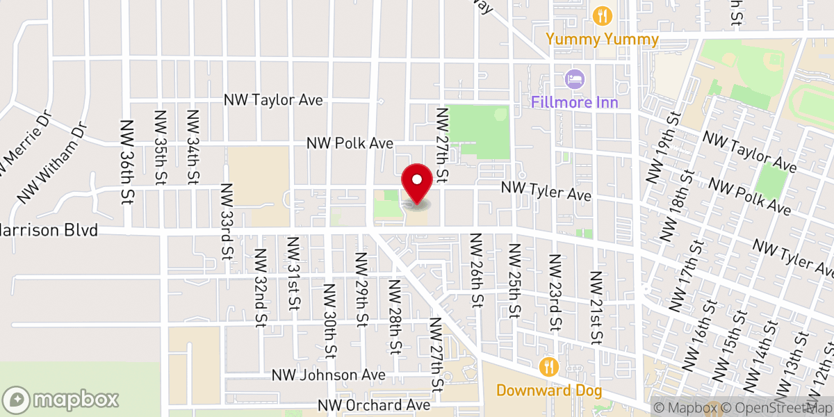 Map showing location of Zion Evangelical Lutheran Church