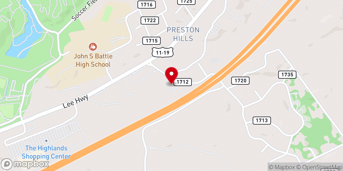 Map showing location of Midway Baptist Church