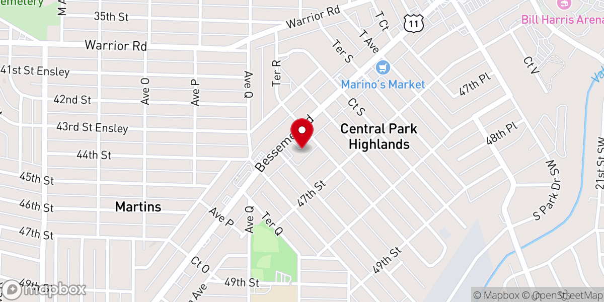 Map showing location of First United Cumberland Presbyterian Church