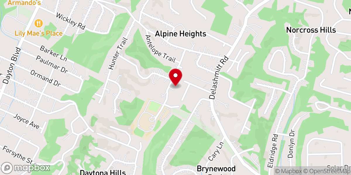 Map showing location of Alpine Baptist Church