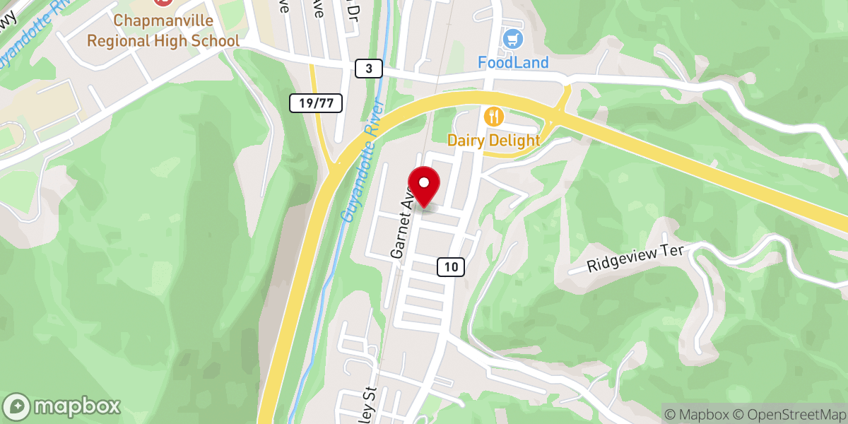 Map showing location of Chapmanville Church of Christ