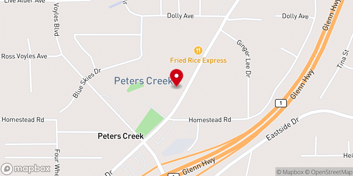 Map showing location of Peter's Creek Baptist Church