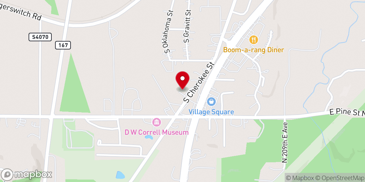 Map showing location of Catoosa Church of Christ