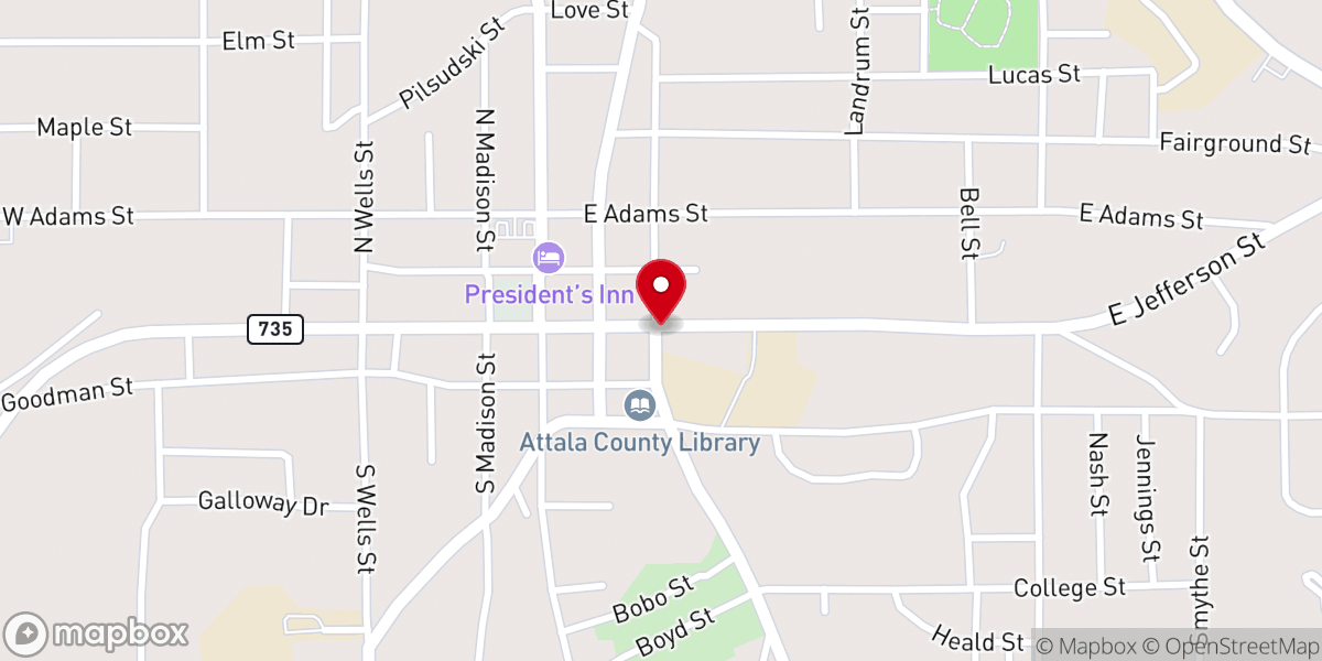 Map showing location of Crestview Congregational Methodist Church