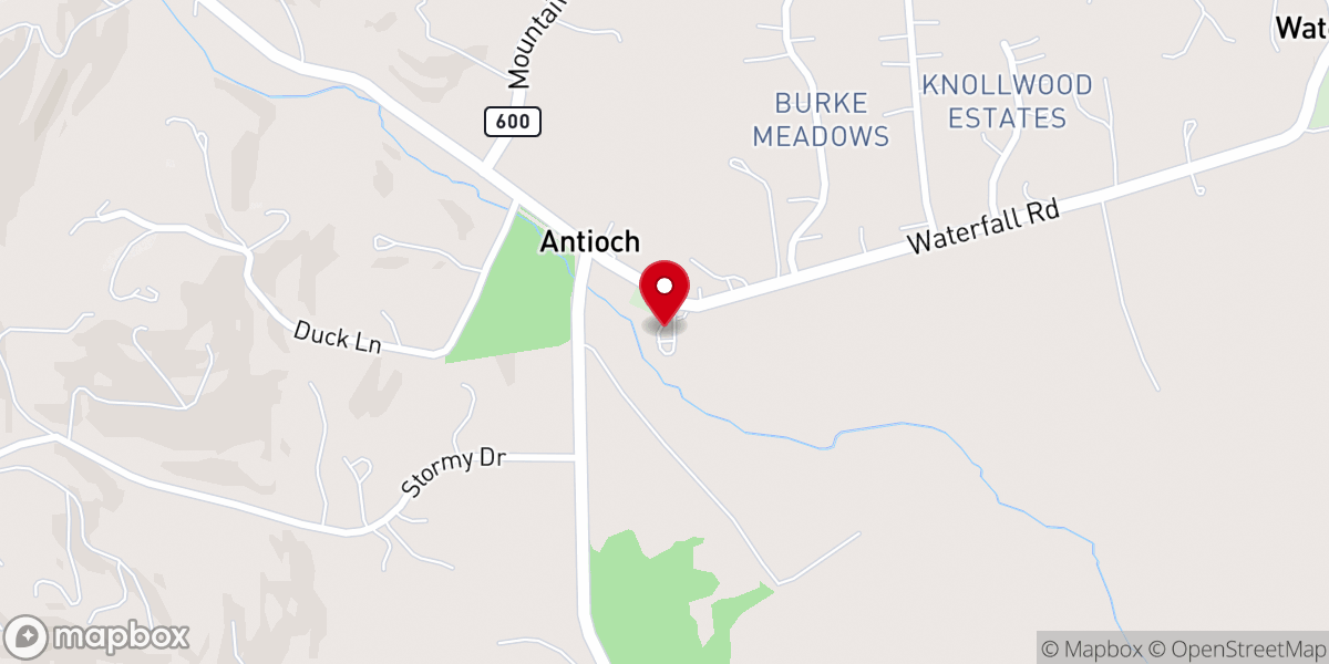 Map showing location of Antioch Baptist Church