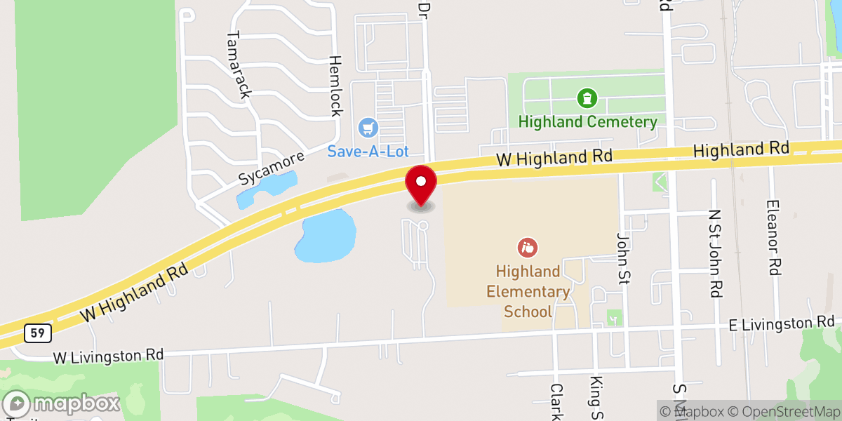 Map showing location of Highland United Methodist Church / Thrive Church