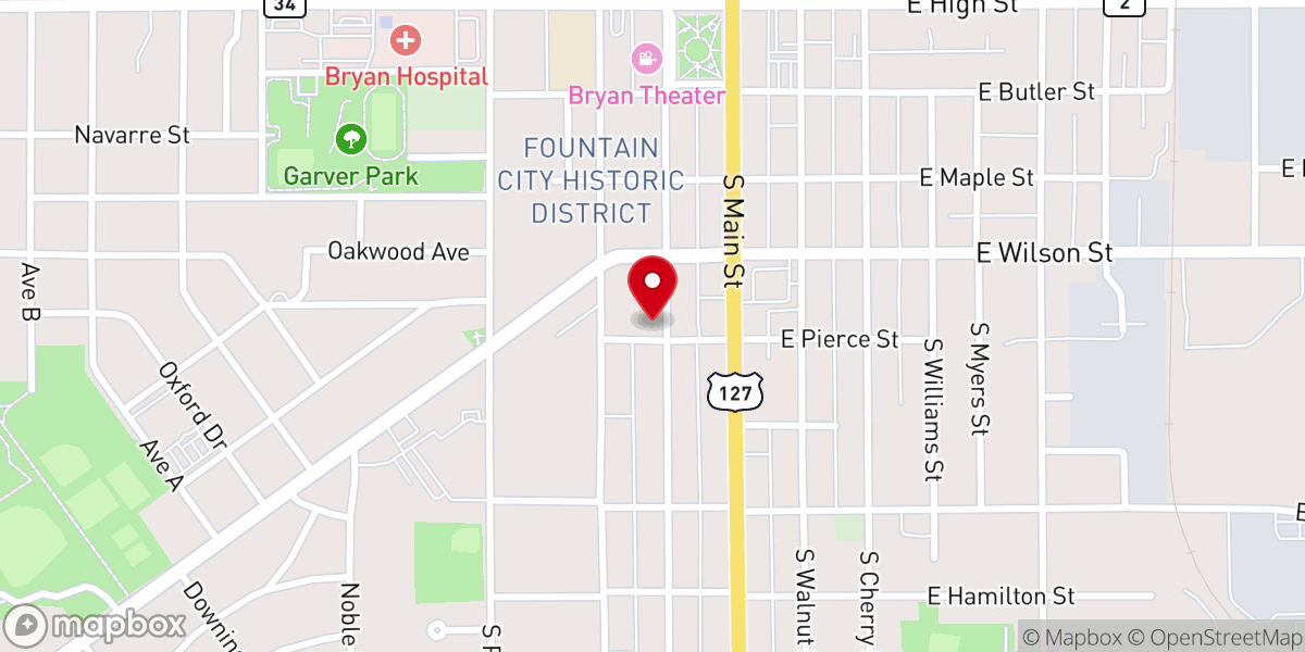 Map showing location of Bryan Gospel Tabernacle