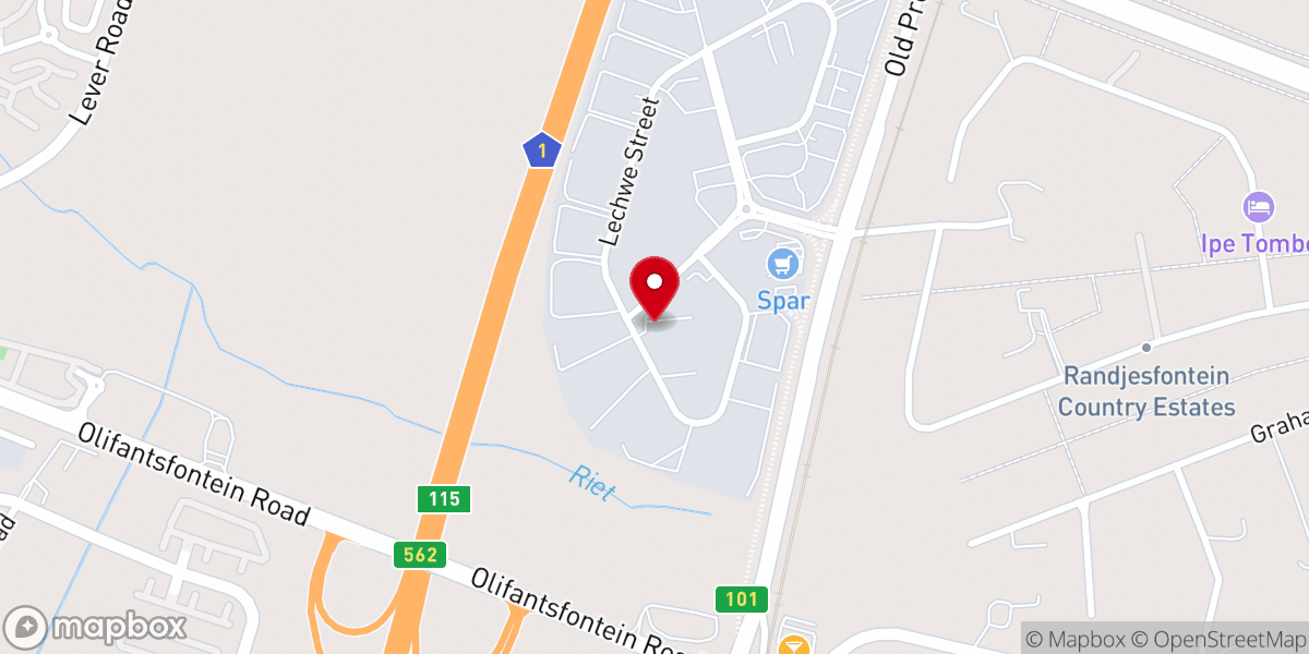 Map showing location of Great Light Church Midrand