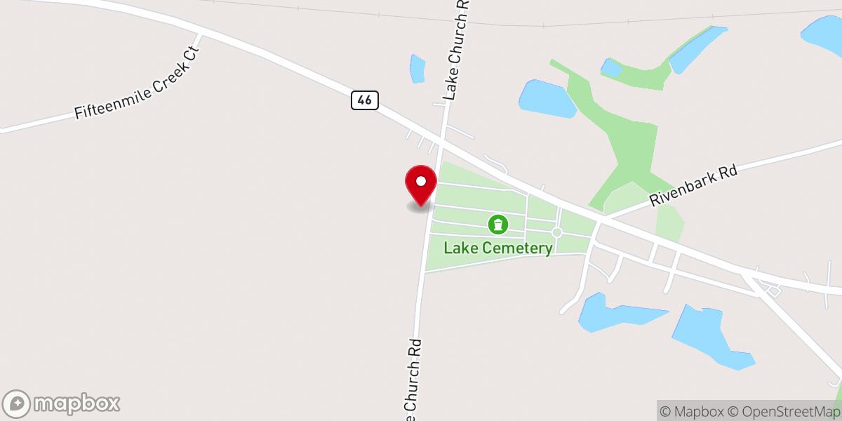 Map showing location of Lake Primitive Baptist Church