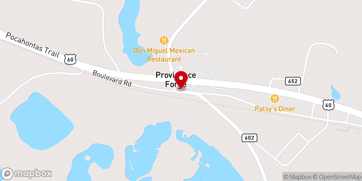 Map showing location of Providence Forge