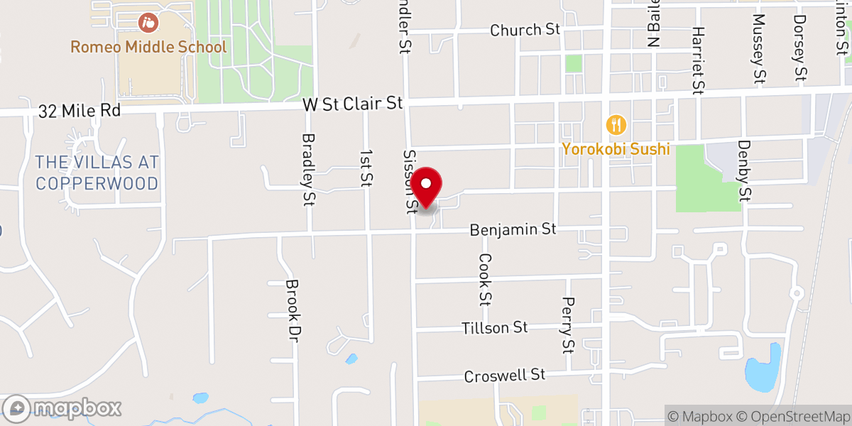 Map showing location of St John Lutheran Church