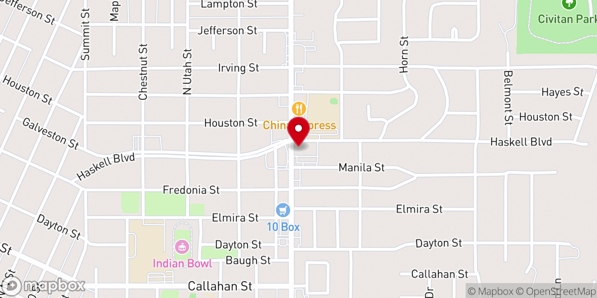 Map showing location of Eastern Heights Baptist Church