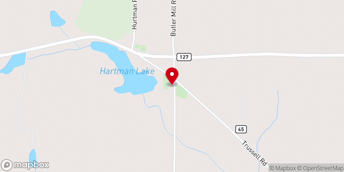 Map showing location of Pleasant Grove Baptist Church