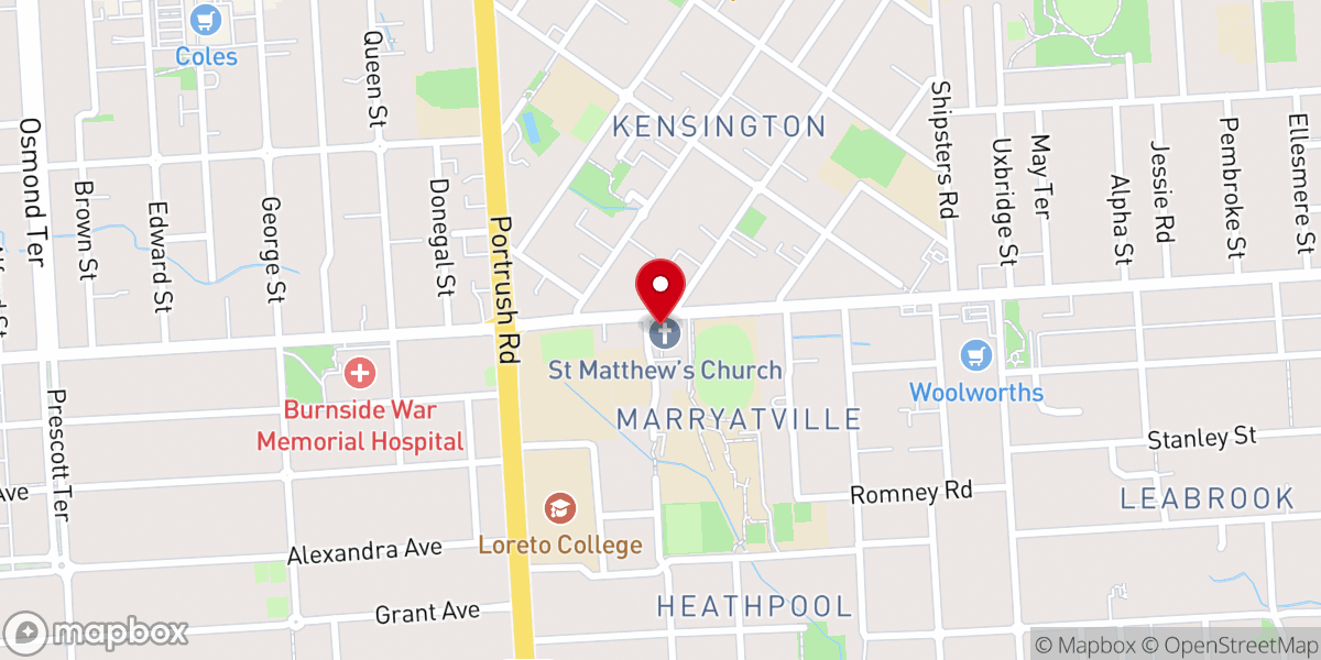Map showing location of St Matthew's Church