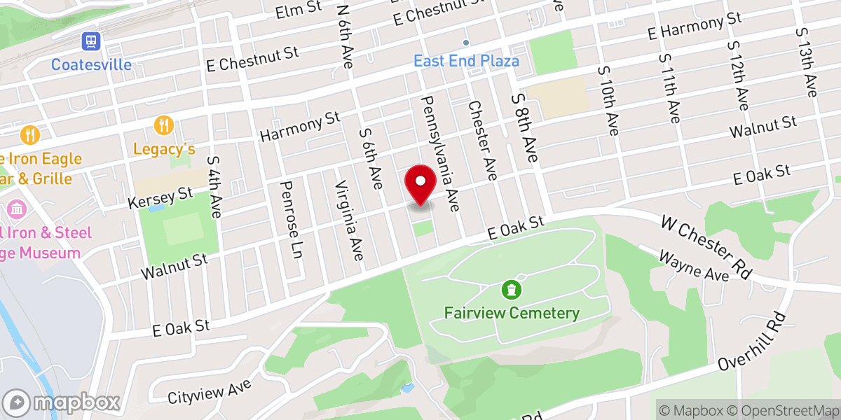 Map showing location of Coatesville Mennonite Church