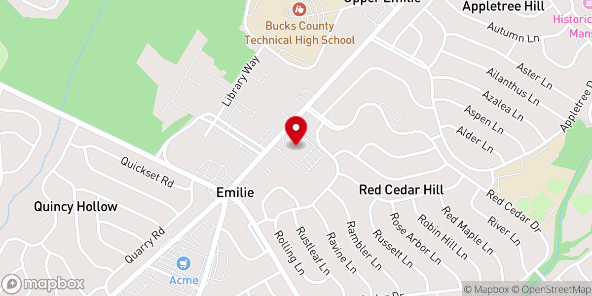 Map showing location of Emilie United Methodist Church