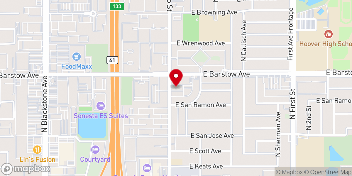 Map showing location of Fresno Deaf Church