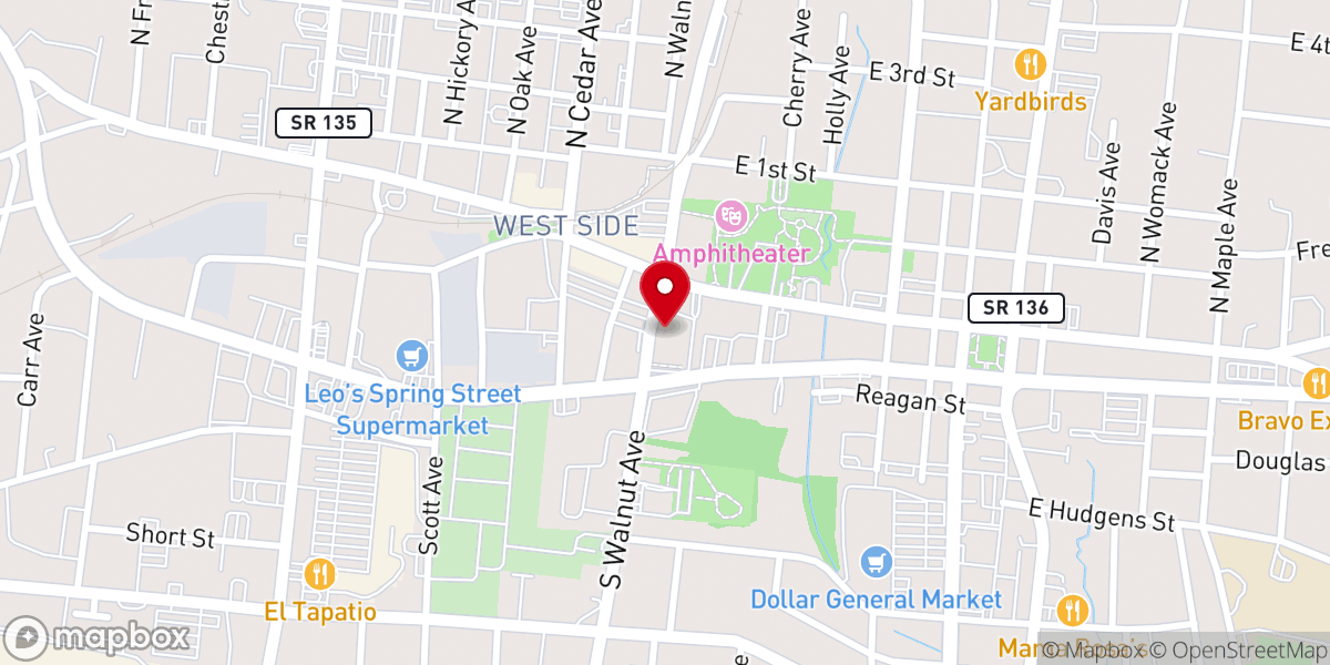 Map showing location of Gibson Avenue Church
