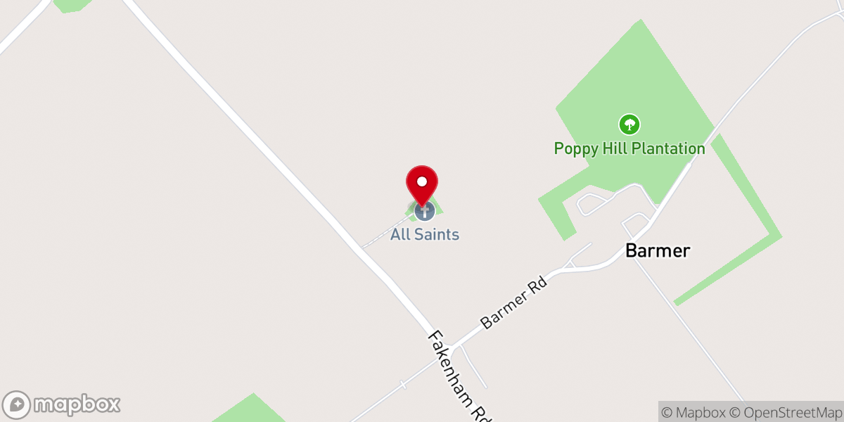 Map showing location of All Saints Church (Norfolk Churches Trust)