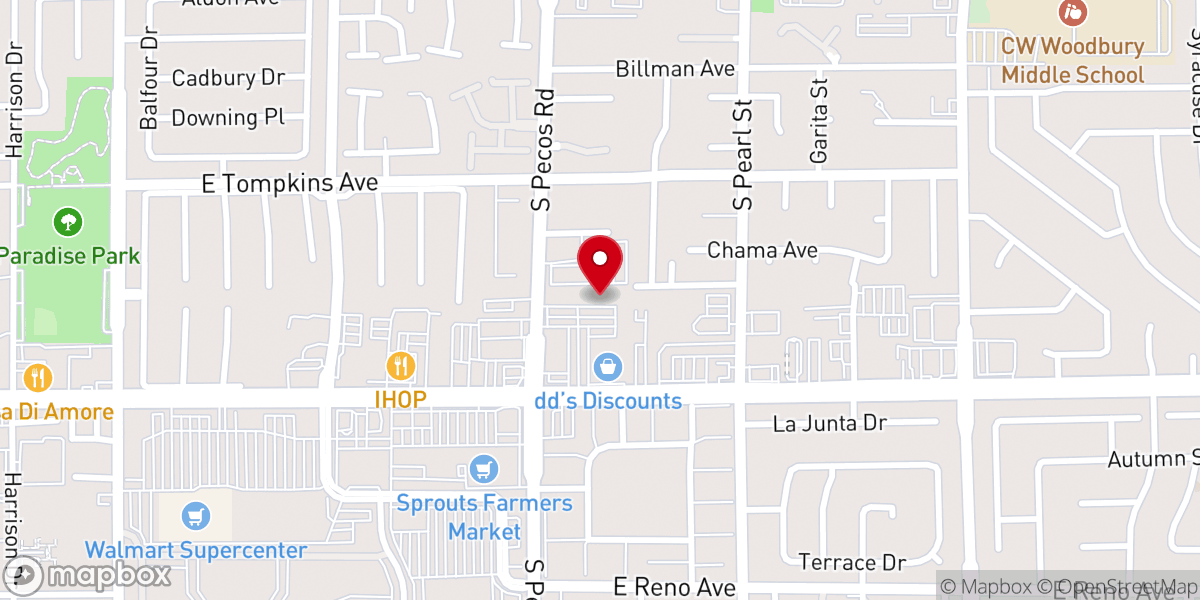 Map showing location of Iglesia Alpha & Omega Las Vegas