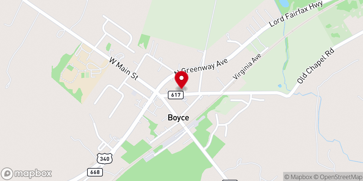 Map showing location of Boyce Methodist Church