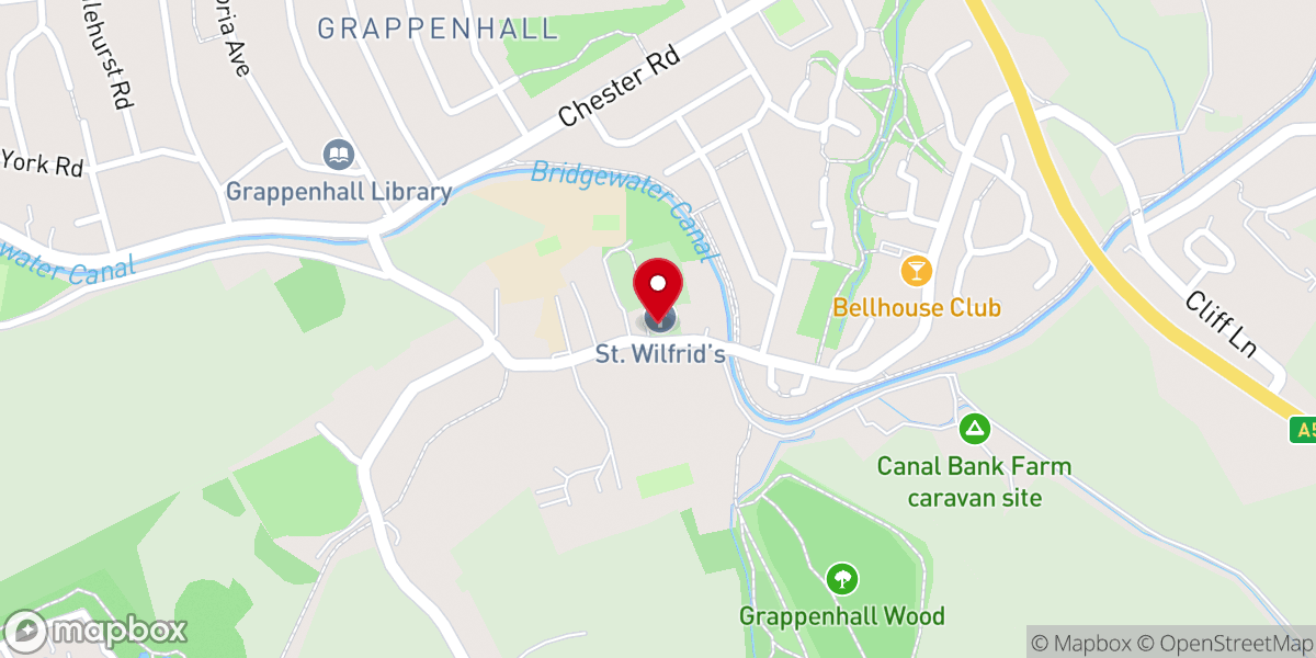 Map showing location of St Wilfrid's Church