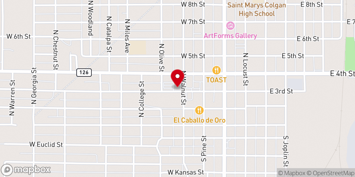 Map showing location of St John Lutheran Church