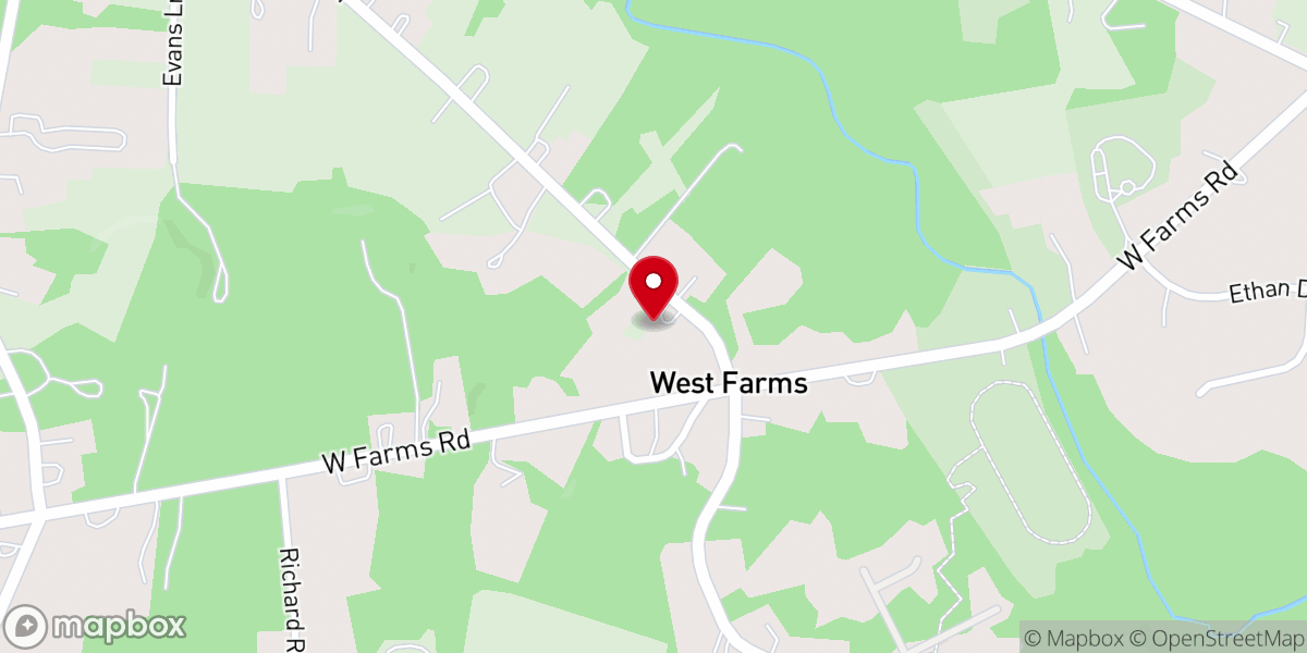 Map showing location of West Farms United Methodist Church
