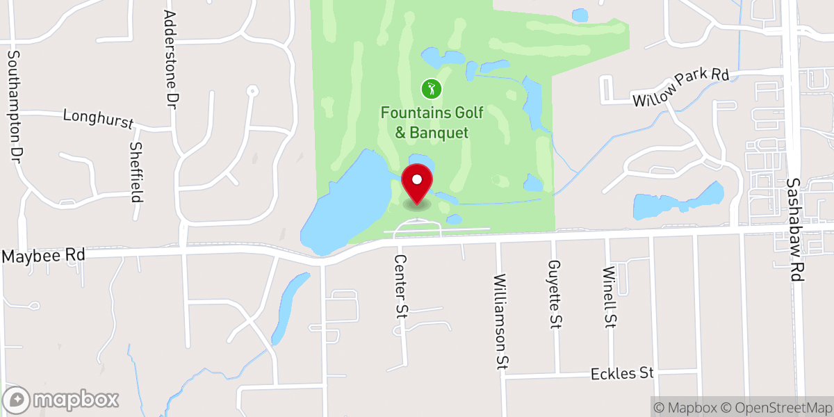 Map showing location of Fountains Golf & Banquet
