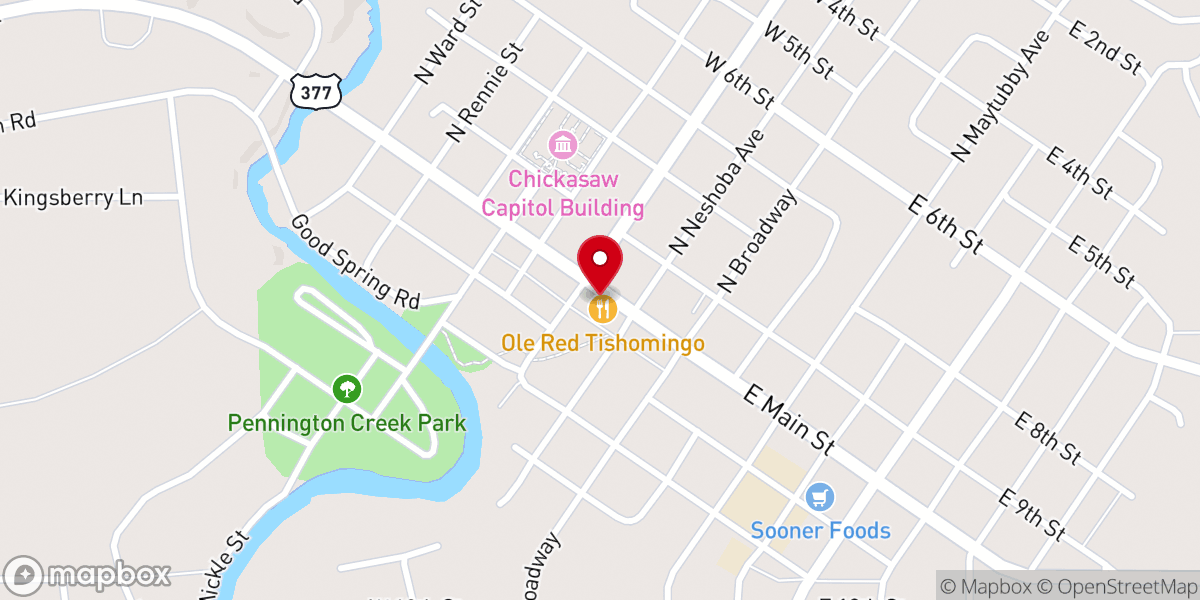 Map showing location of Ole Red