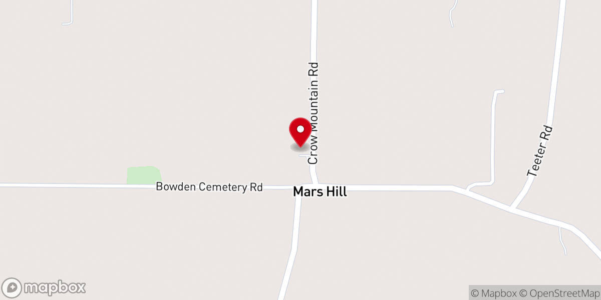 Map showing location of Mars Hill Cumberland Presbyterian Church