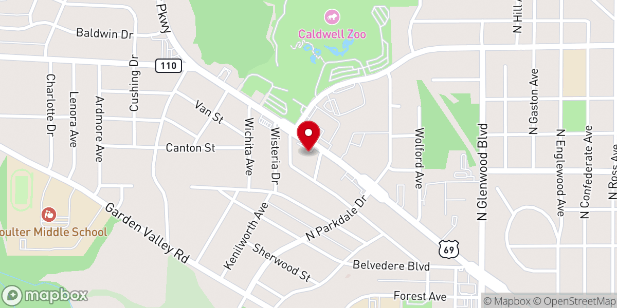 Map showing location of Tyler First United Methodist Church