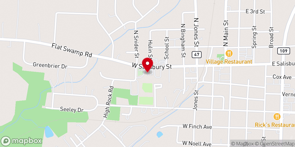 Map showing location of First Baptist Church