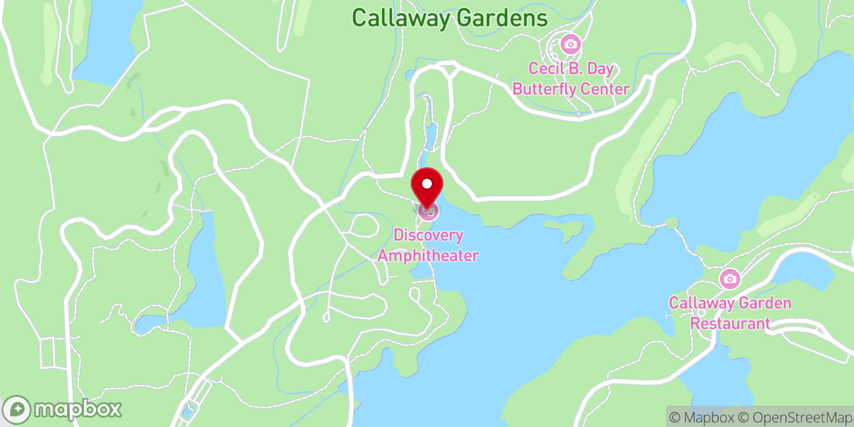 Map showing location of Callaway Gardens Discovery Amphitheater