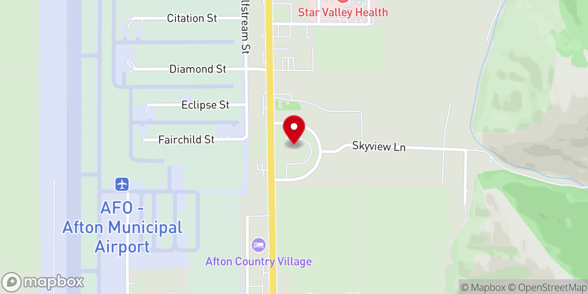 Map showing location of Star Valley Wyoming Temple
