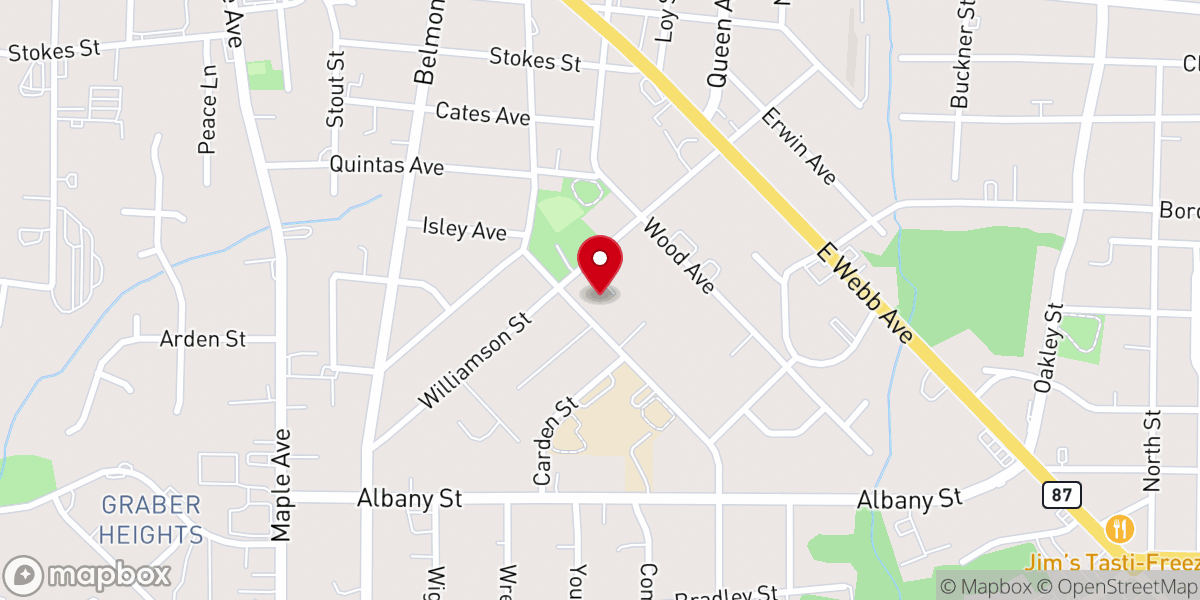 Map showing location of Calvary Baptist Church