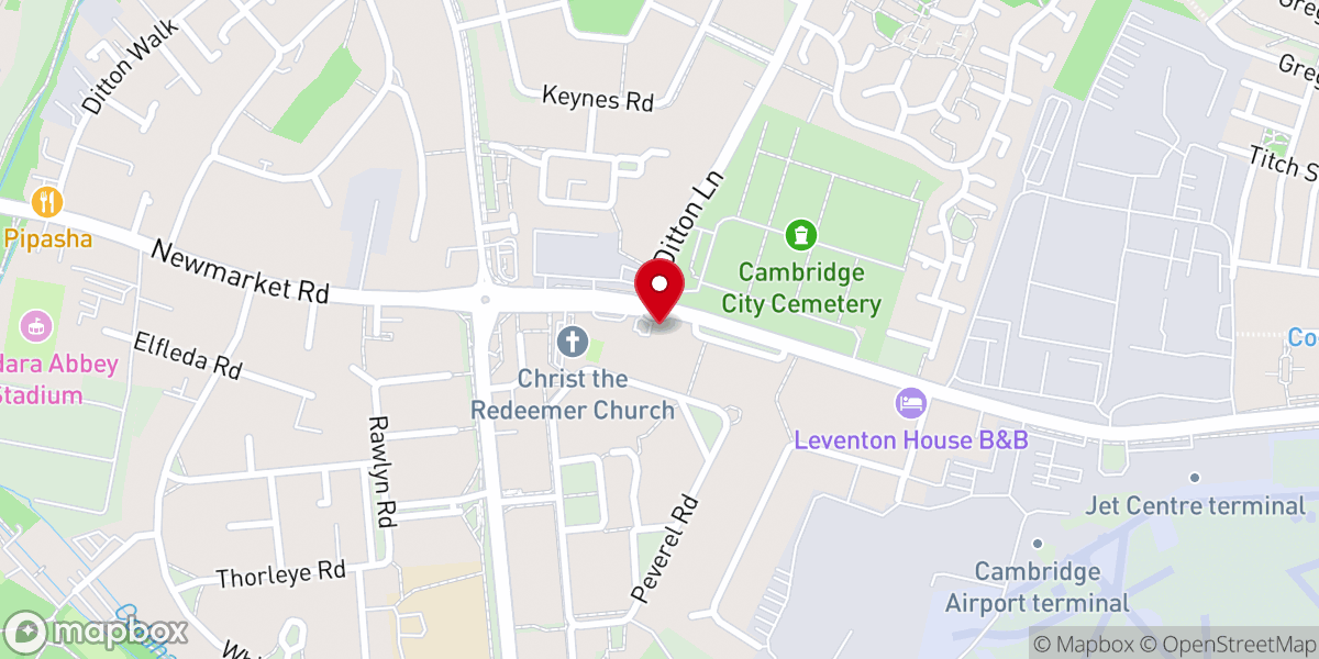 Map showing location of Cambridge Spiritualist Centre
