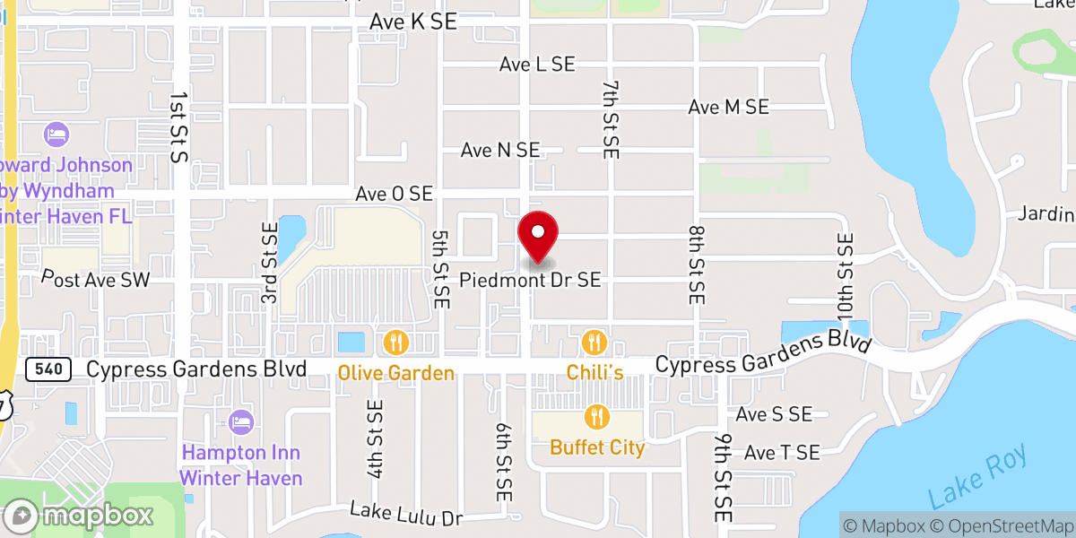 Map showing location of AE Church of Winter Haven