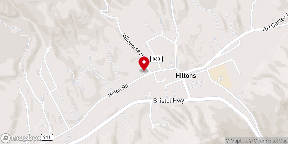 Map showing location of Hiltons United Methodist Church