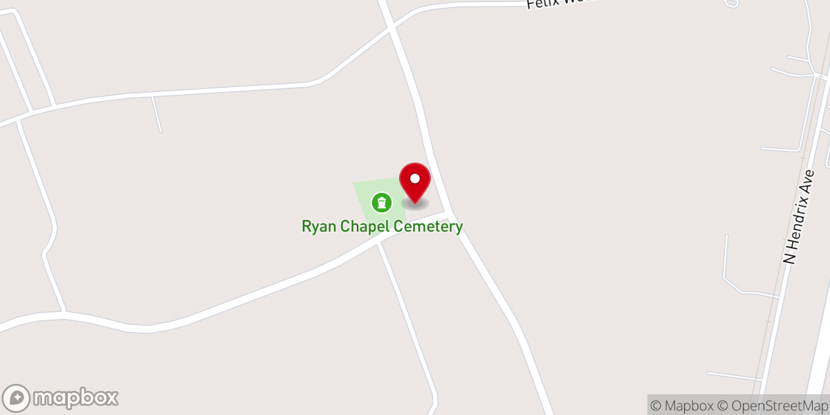 Map showing location of Ryan Chapel United Methodist Church