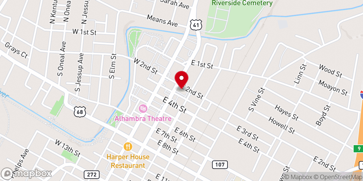 Map showing location of Virginia Street Baptist Church