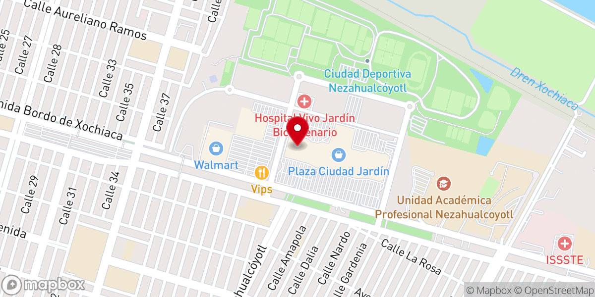 Map showing location of Visión Internacional Church