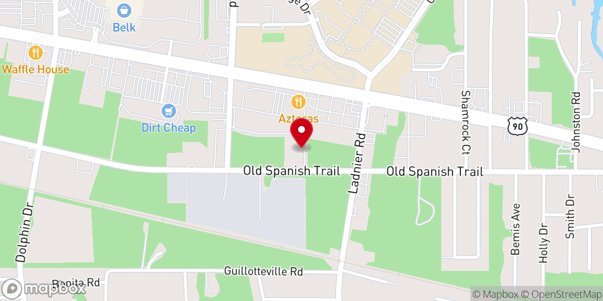 Map showing location of Spanish Trail Baptist Church