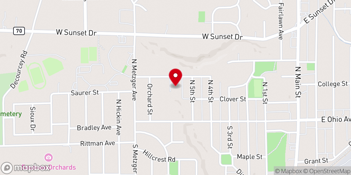 Map showing location of Milton Presbyterian Church