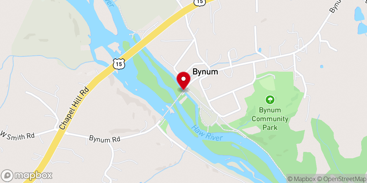 Map showing location of Old Bynum Walking Bridge