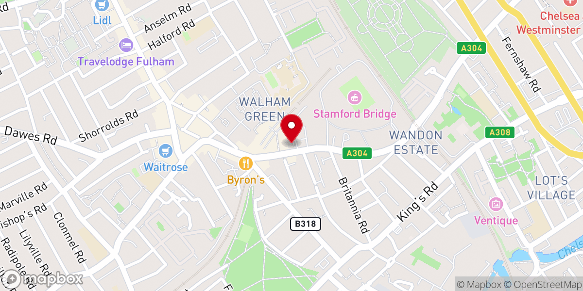 Map showing location of Fulham Broadway Methodist Church