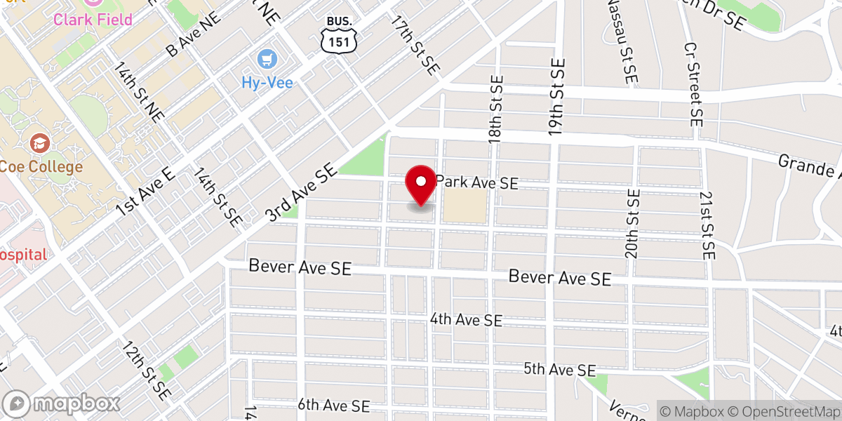 Map showing location of First Congregational United Church of Christ